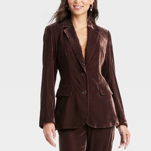 Velvet chocolate brown thick luxurious fully lined blazer - Picture 2 of 4
